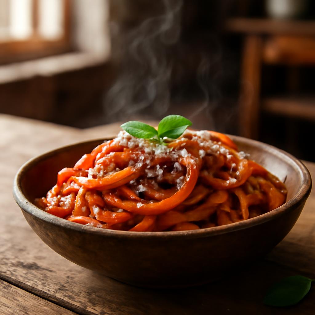 Pasta amatriciana s guanciale a Pecorino Romano - autentický recept z Lazia
