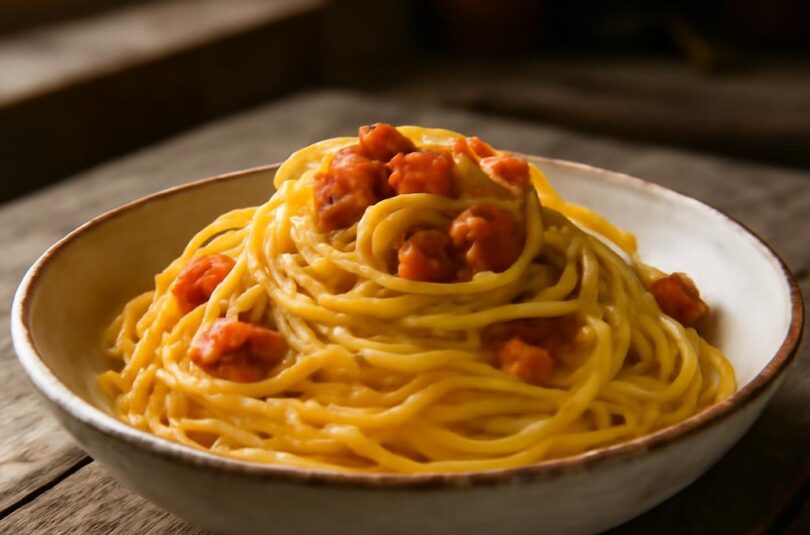 Pravá italská carbonara s guanciale, pecorinem a černým pepřem