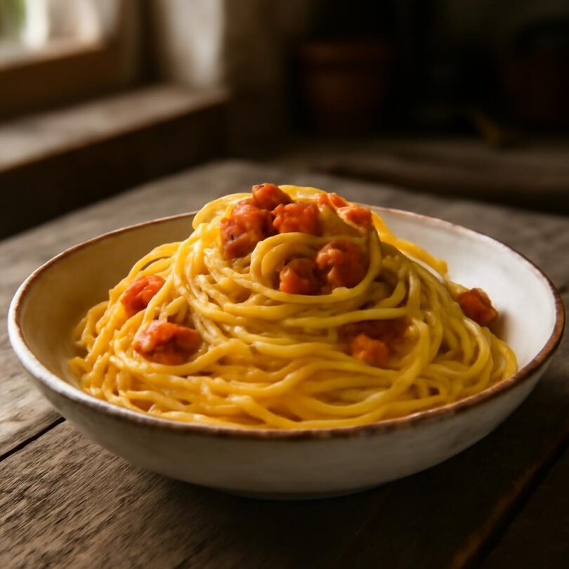 Pravá italská carbonara s guanciale, pecorinem a černým pepřem