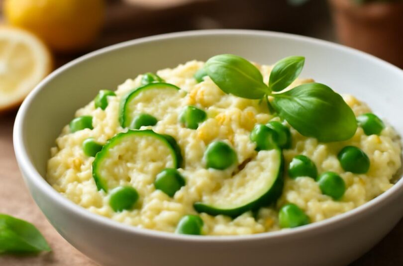 Citronové rizoto se sezónní zeleninou a bazalkou