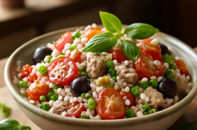insalata-di-riso-italsky-ryzovy-salat Insalata di riso – italský rýžový salát s tuňákem, rajčaty a olivami v míse