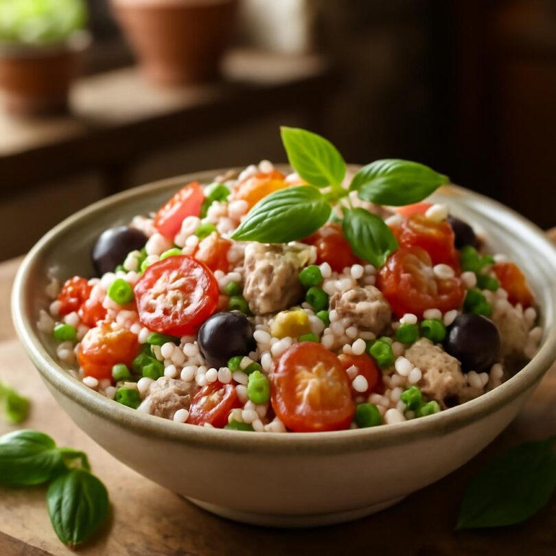 insalata-di-riso-italsky-ryzovy-salat Insalata di riso – italský rýžový salát s tuňákem, rajčaty a olivami v míse