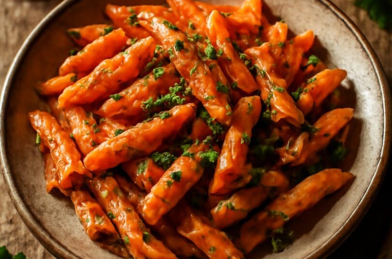 Penne all'arrabbiata s pikantní rajčatovou omáčkou a čerstvou petrželkou