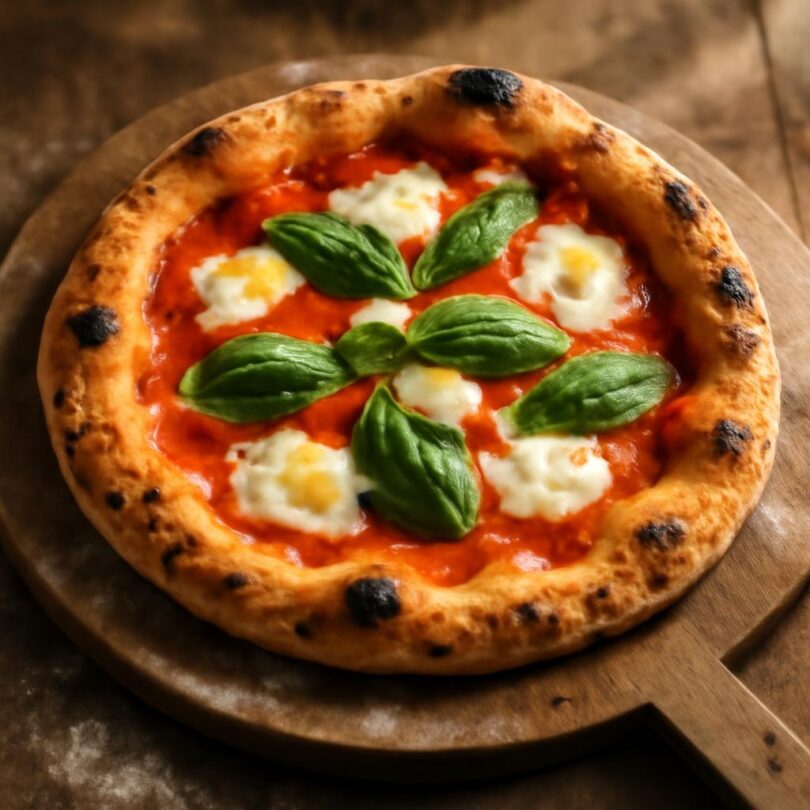 pizza-margherita-testo Domácí pizza margherita s mozzarellou a bazalkou