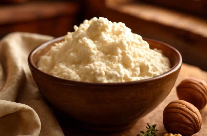 domaci-ricotta-al-dente Domácí ricotta v miskce s plátýnkovou látkou na scezení
