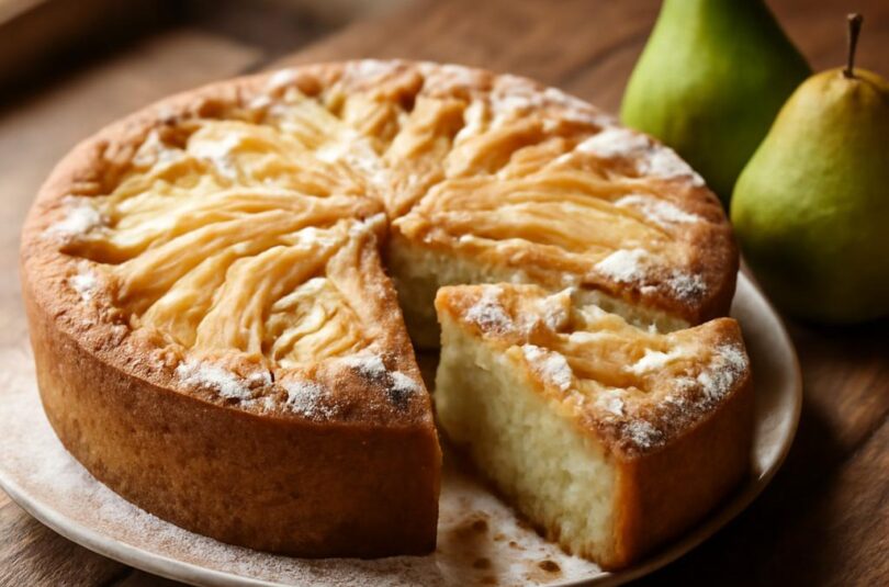 Hruškový koláč s mandlemi (torta di pere) Hruškový koláč s mandlemi (torta di pere) s plátky hrušek