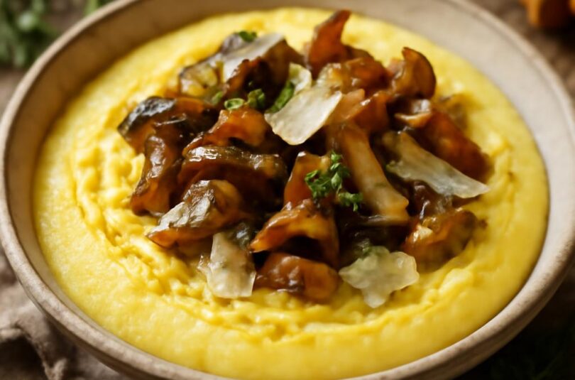 Polenta s houbami Krémová polenta s houbami a parmazánem