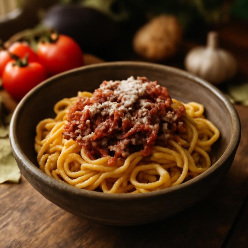Ragù bolognese: pomalu vařená klasika Tagliatelle s pomalu vařeným ragù bolognese a parmazánem