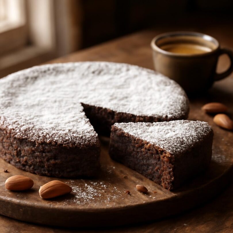 Torta caprese – italský čokoládový dort bez mouky s mandlemi