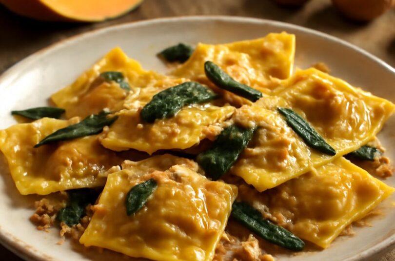 Tortelli di zucca – dýňové ravioli s máslem a šalvějí