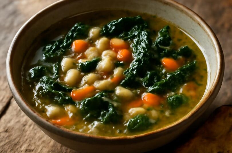 Zuppa toscana: toskánská polévka s fazolemi a kapustou Zuppa toscana - toskanska polevka s fazolemi cannellini a kapustou cavolo nero v keramicke misce