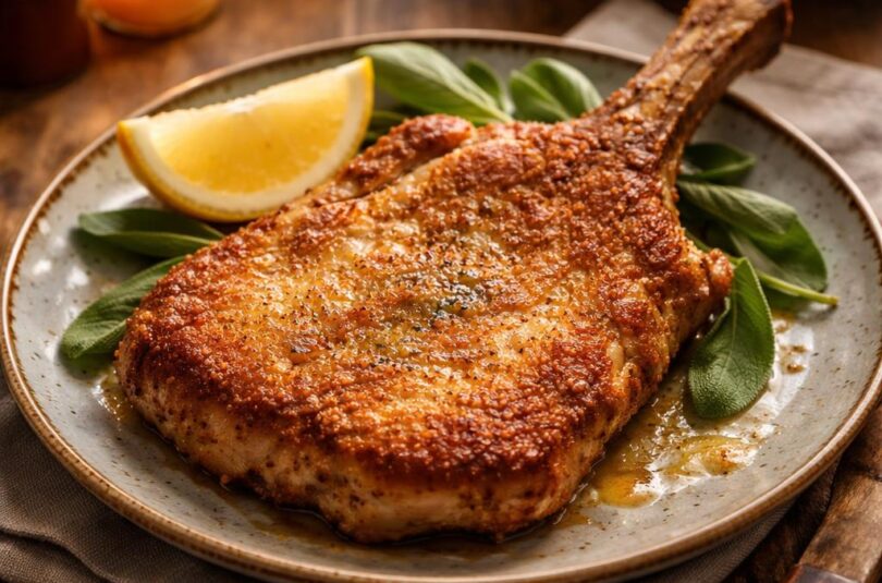 Cotoletta alla milanese – smažený telecí kotlet na kosti s citronem