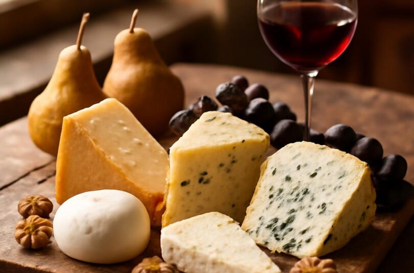 italske-syry-pruvodce Prkénko s italskými sýry – parmazán, pecorino, gorgonzola a mozzarella s ořechy a hruškou