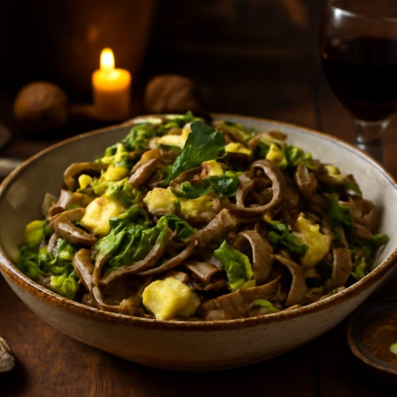 Pizzoccheri della Valtellina Pizzoccheri della Valtellina s pohankovými těstovinami, zelím, bramborami a sýrem Casera